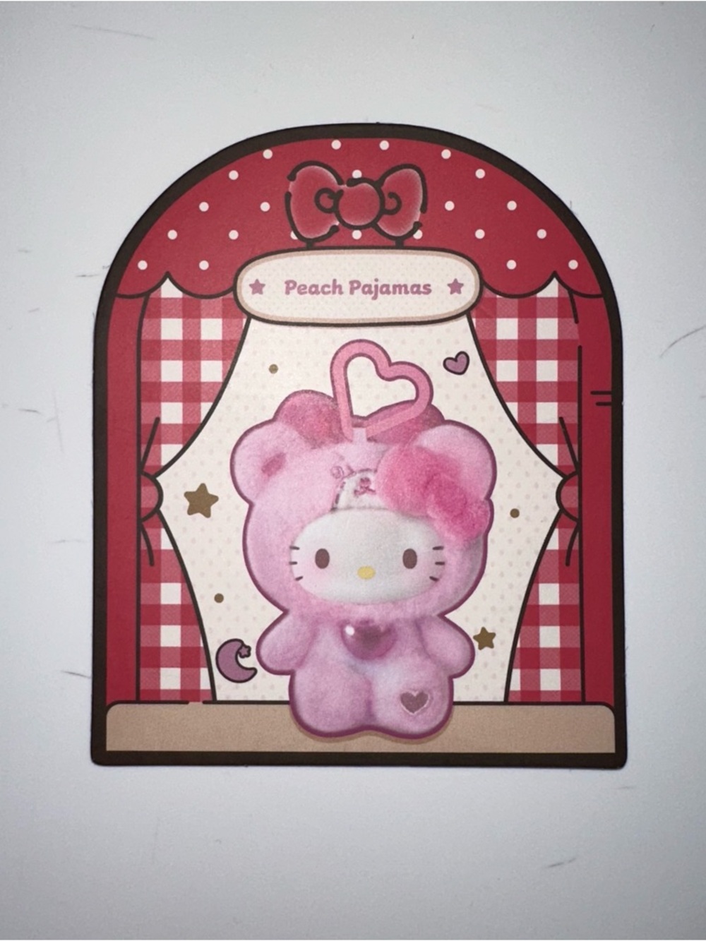 Hello Kitty Peach Pajamas Pink Plush Character Card